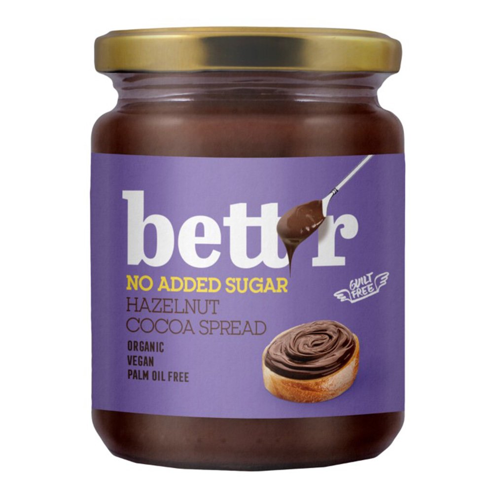 Bettr20Organic20Hazelnut20Cocoa20Spread Bett'r Organic Hazelnut Cocoa Spread Without Added Sugar 250g - Image 1