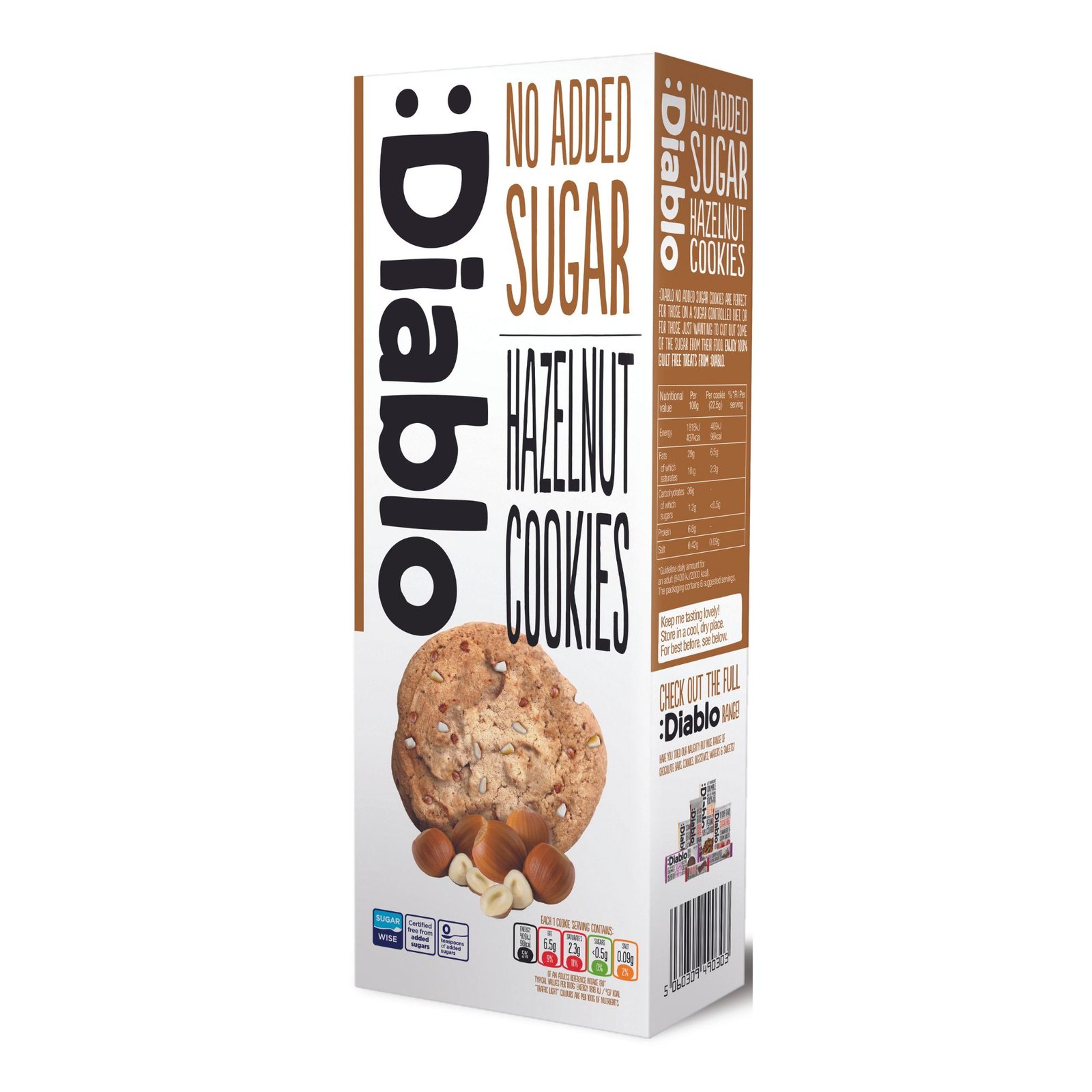Diablo Sugar-Free Hazelnut Cookies Sweetened with Maltitol 135g