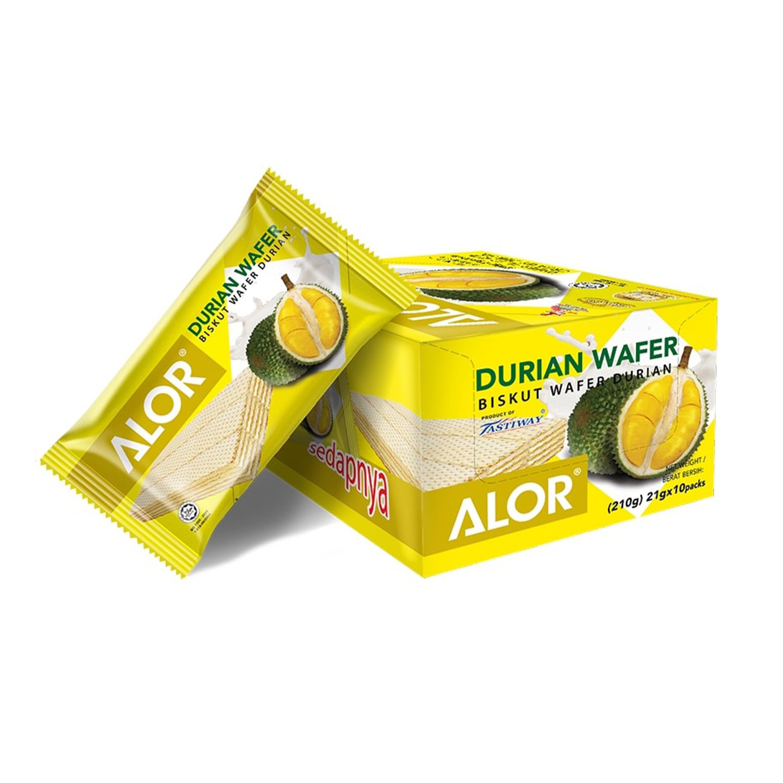 Tastiway_Alor_Durian_Wafer_ Alor Durian Wafer 210g (21g x 10 packs) - Image 1