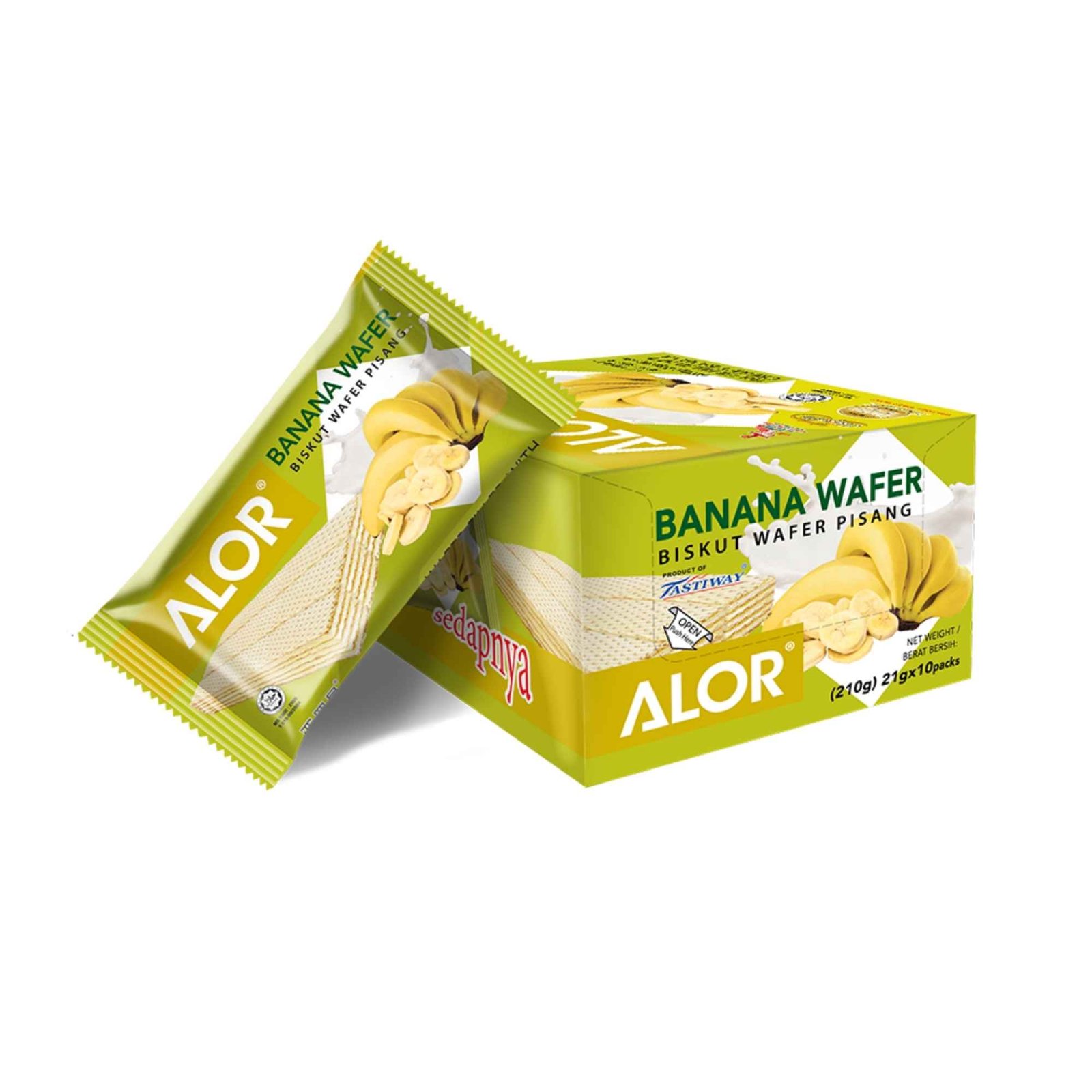 Alor Banana Wafer 210g 10 x 21g Alor Banana Wafer 210g (21g x 10 packs) - Image 1