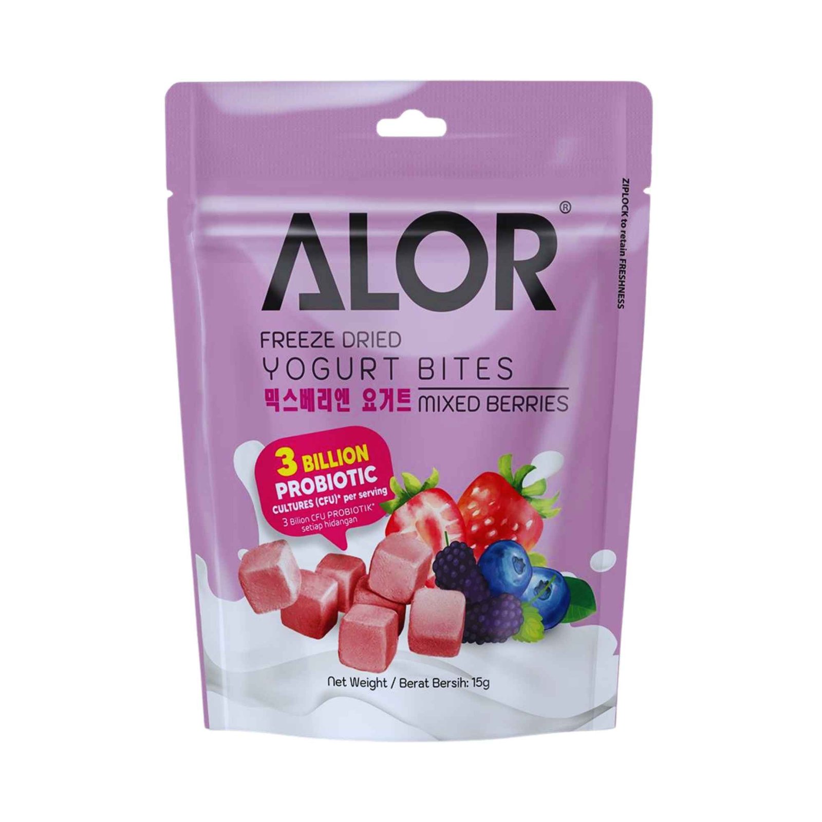 Alor Freeze Dried Yogurt Bites Mixed Berries 15g Alor Freeze Dried Yogurt Bites Mixed Berries 15g - Image 1