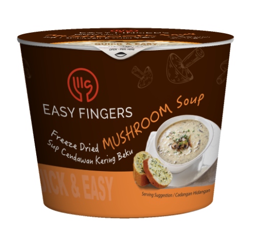 Tastiway_Alor_Easy Fingers_Mushroom Soup_30g_cup1 ALOR Easy Fingers Freeze Dried Mushroom Soup 30g Instant Meal - Image 1